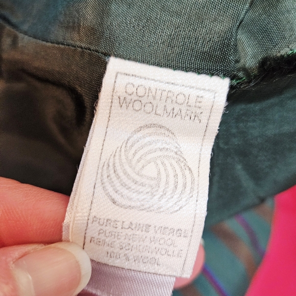 Vintage 70s Cacharel Green Striped Wool Midi Skirt XS/S - Picture 11 of 13